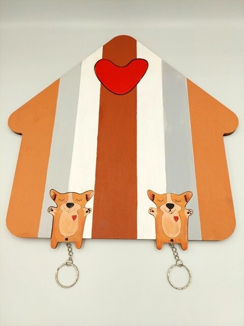 Personalized Corgi Key Holder with Keychains