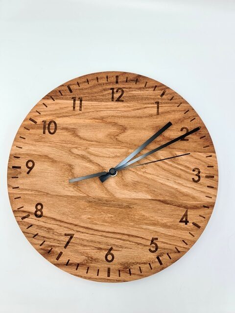 Minimalist Oak Wall Clock, Silent Wooden Clock, Modern Home Decor, 12 Inch Natural Wood Clock