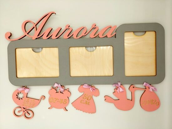 Personalized Baby Photo Frame with Birth Stats – Custom Wooden Wall Decor for Nursery – Newborn Gift
