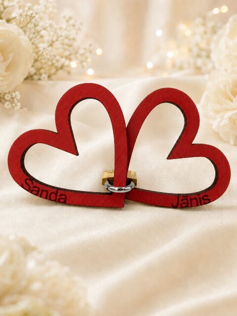 Personalized Double Wedding Hearts with Lock