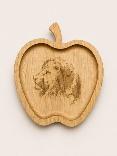Solid Oak Apple-Shaped Serving Tray with Custom Engraving