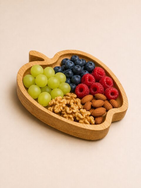 Solid Oak Apple-Shaped Wooden Tray / Cutting Board