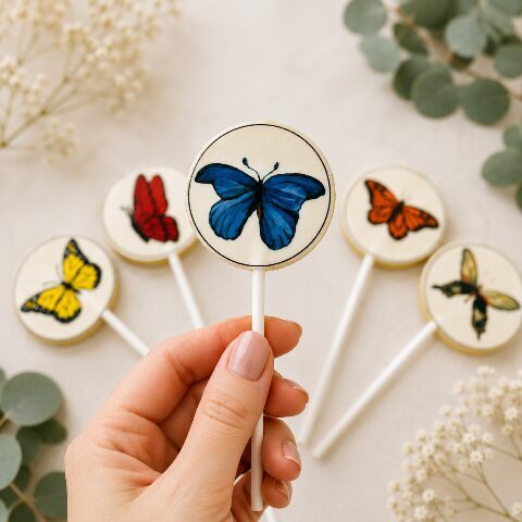 Butterfly Lollipops with Edible image