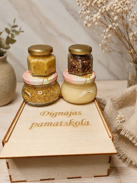 Personalized Wooden Gift Box with Latvian Bee Products