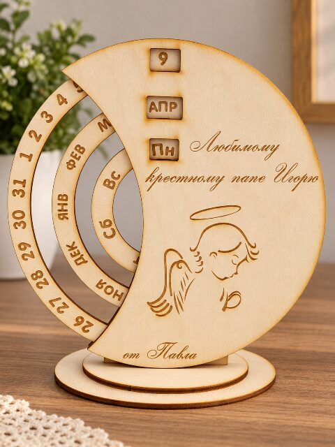 Personalized Wooden Perpetual Calendar – Custom Engraved Desk Calendar