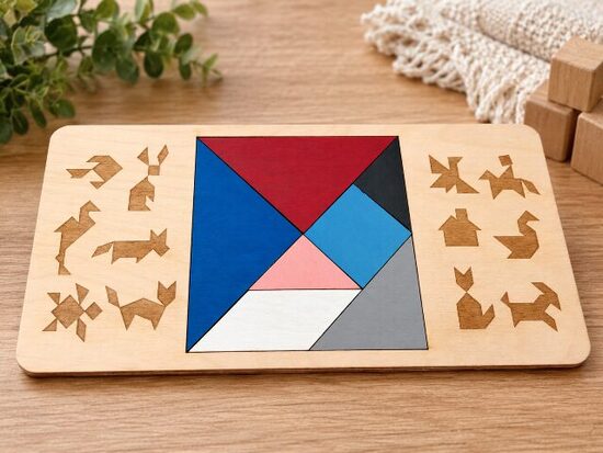Wooden Tangram Puzzle – Colorful Logic & Creative Thinking Game
