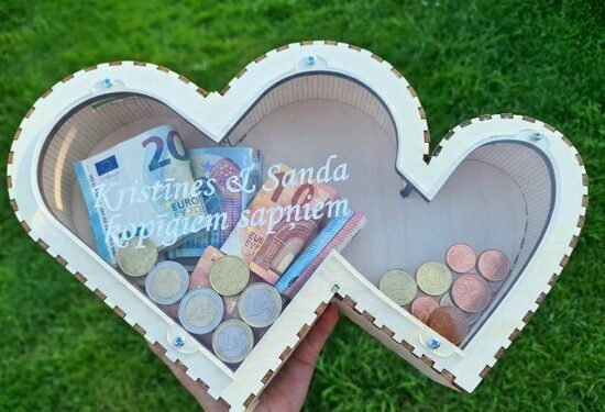 Personalized Heart Shaped Money Box, large