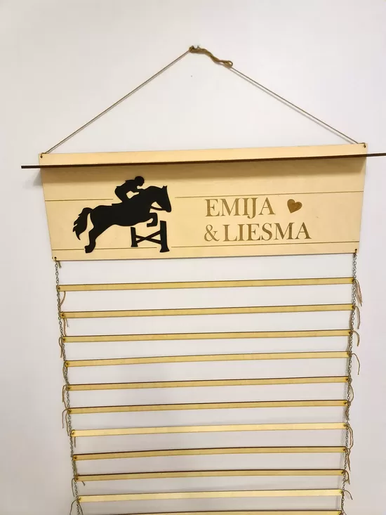 Personalized Equestrian Rosette & Ribbon Display: Horse Jumping Wall Rack