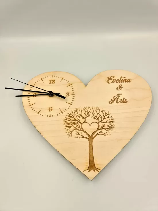 Personalized Heart wooden Clock, Wedding Gift