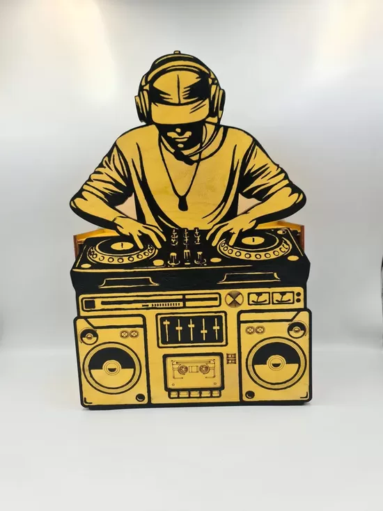DJ Piggy Bank: Handmade Wooden Turntable Music Lover Gift