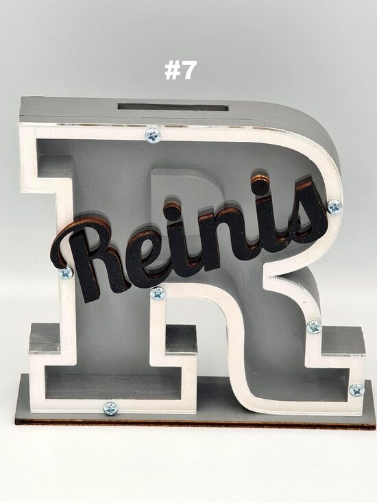 Personalized Initial Piggy Bank • Custom Wooden Name Coin Bank, Kids Decor