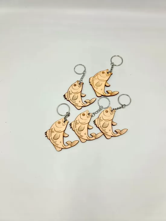 Wooden Fish Keychain – Laser Engraved Key Ring for Fishermen and Nature Lovers