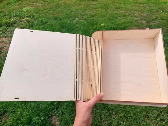 Personalized Birch Wood Keepsake Box – Book-Style “Living Hinge” Lid, Laser-Engraved Monogram Memory Box