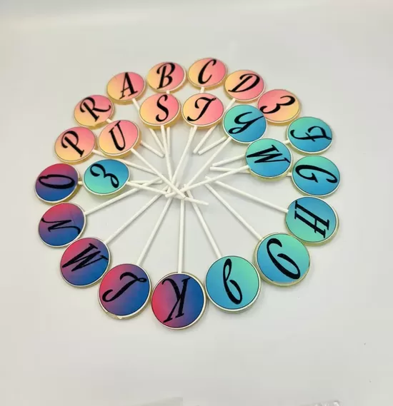 Monogram Letter Lollipops |nRound Edible Image Pops | Custom Initial Candy Favors
