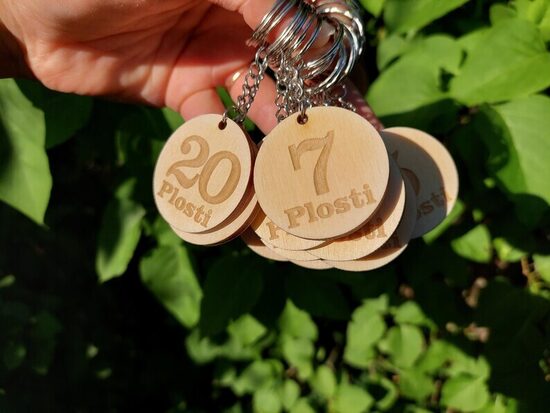 Custom Engraved Birch Wooden Keychain Tags, Bulk Hotel Key Fobs