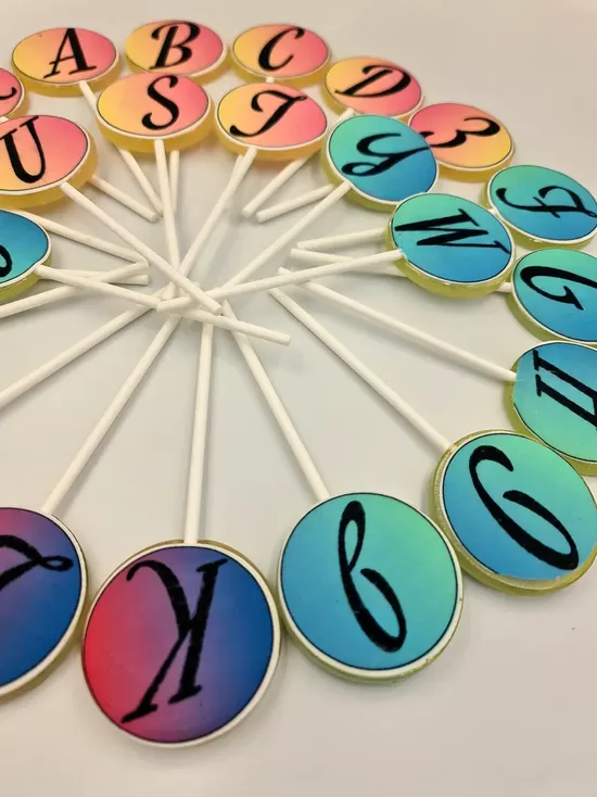 Monogram Letter Lollipops |Round Edible Image Pops | Custom Initial Candy Favors