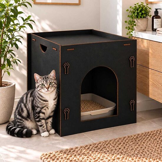 Litter Box Enclosure, cat custom hidden toilet, stylish animal furniture
