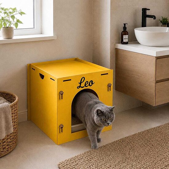 Litterbox cover, cat custom hidden cabinet, modern animal toilet house cover