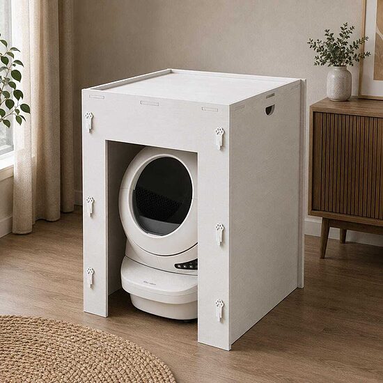 Wooden Litter Box Enclosure for Litter-Robot 4, 5, EVO, Cat Furniture Shelf