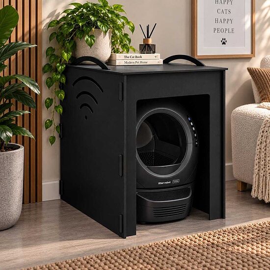 Wooden Litter Robot Enclosure Furniture for LR5, LR4, EVO, Modern Cat Litter Box Cover