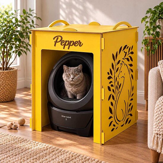 Personalized Litter Robot Enclosure for LR5, LR4, EVO, Modern Cat Litter Box Cover