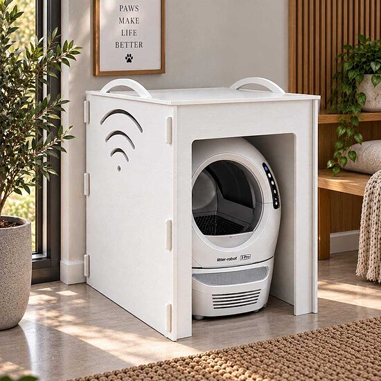 Wooden Litter Robot Enclosure for LR5, LR4, EVO, With Shelf