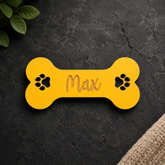Custom animal personalized name sign, Wooden Dog Name, pet bone decor.