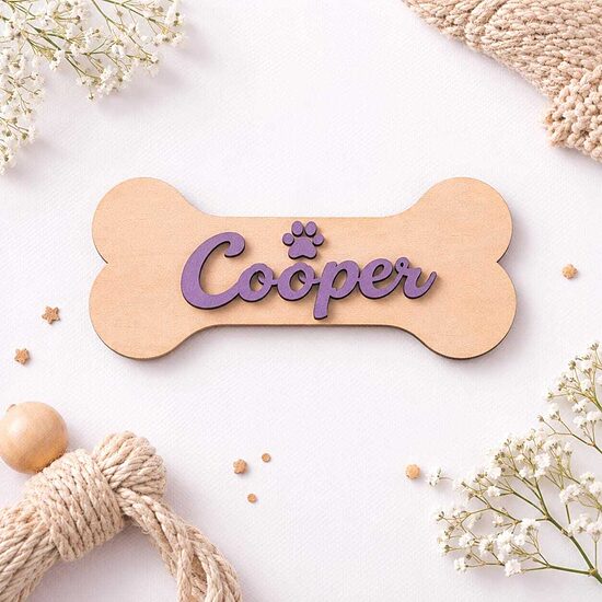 Personalized Wooden Dog Bone Name, Pet House Decor