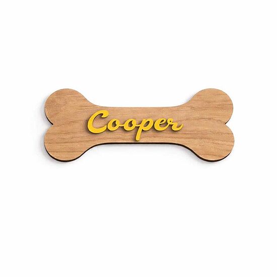 Personalized Oak Dog Bone Name Sign