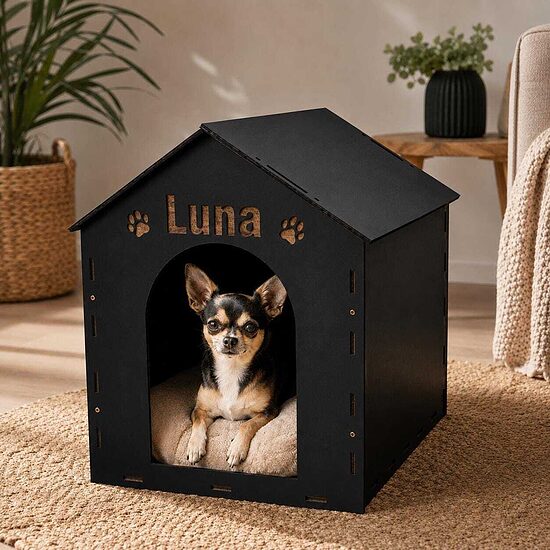 Wooden Indoor Dog House, Personalized Pet Bed, Gift for Dog Lovers