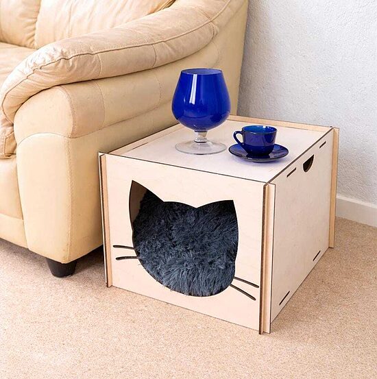 Stylish Wooden Cat House, Indoor Pet furniture