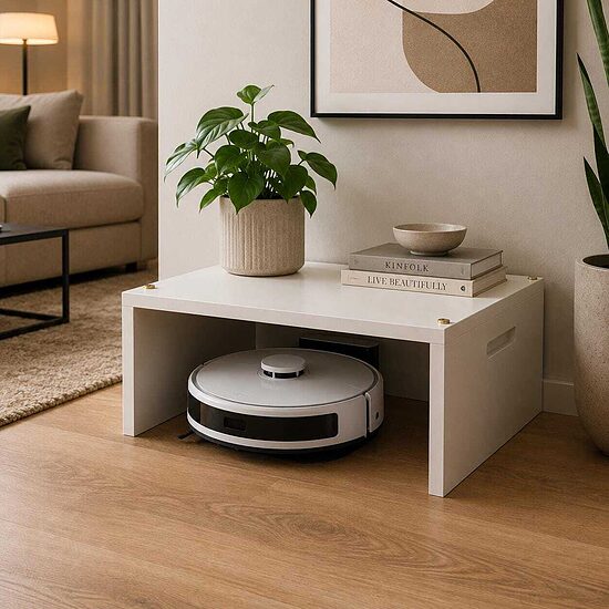 Vacuum Robot Garage, Dock Cover, Wooden Plant Stand, Space Saving Furniture, Step Stool