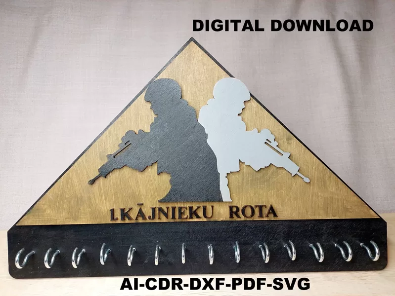 Wall Key Organizer: Armies Theme - Laser Cut Vector files for DIY crafting