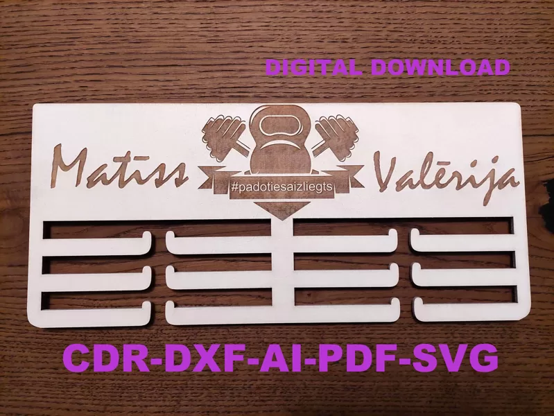 Digital file: customizable weightlifting medal holder design