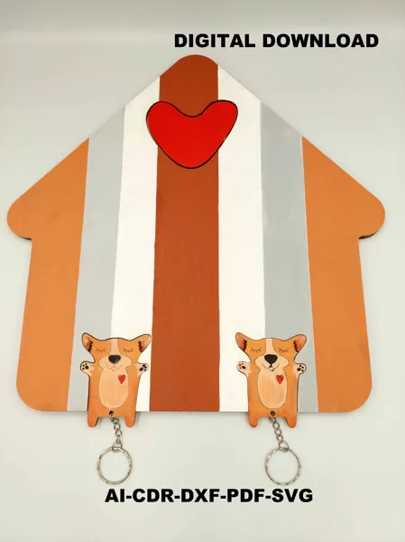 Key holder Corgi-for laser cutting