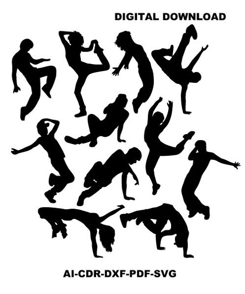 Hip-hop dancer silhouette svg, break dance SVG,